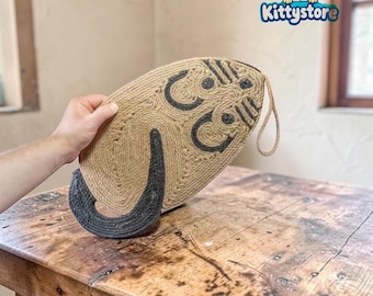 Rascador de gato con forma de ratón, de sisal natural / Cartón corrugado interactivo