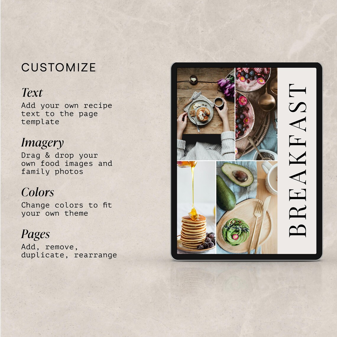 Digital Recipe Book Template Editable Cookbook Keepsake Ebook iPad