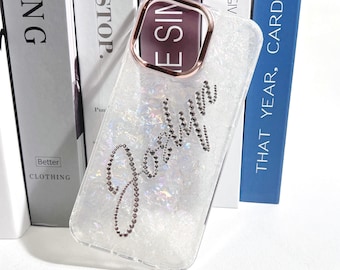 Funkeln Rhinestone-kundenspezifischer Name Kristallmonogrammentwurfs-Charme nette Initialen besonders angefertigte Telefonkasten iPhone 16 15 14 Plus 13 12 11 Pro Max