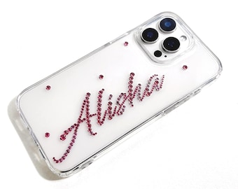 Custodia trasparente per telefono con monogramma personalizzato e lettera scintillante per iPhone 16 15 14 13 12 11 Pro Max e Samsung Galaxy S25 S24 S23 S22 Ultra