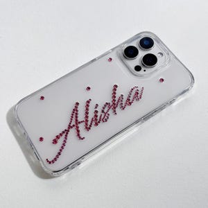 Glitzernde Buchstabe Monogramm Design klare Handyhülle iPhone 16 15 14 13 12 11 Pro Max plus Samsung Galaxy S25 S24 S23 S22 Ultra