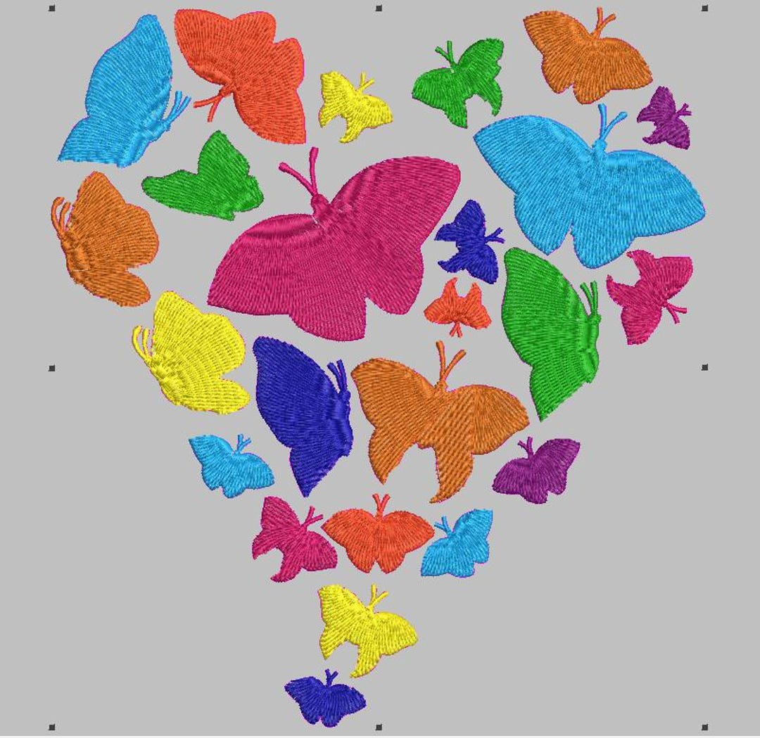 Butterfly Heart Embroidery Design | Colorful Butterfly Machine ...