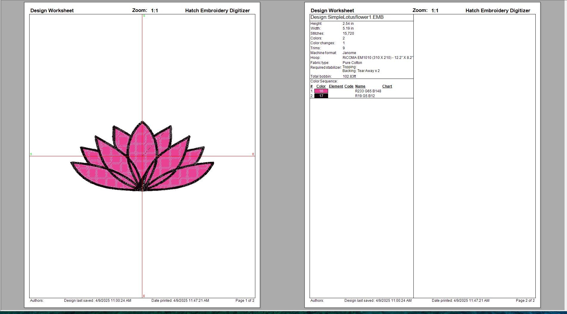 Simple Lotus Flower Embroidery Design | Digital File for Instant ...