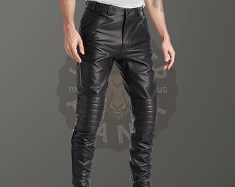 100% Real Leather Biker Pant For Men - Handmade Genuine Leather Pant for Men - LGBTQ Fashion Pant Men - Personalized Leather Pant Men