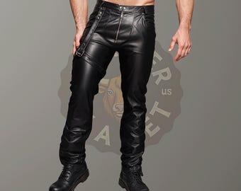 100% Real Lambskin Leather Pant For Men - Handmade Black Leather Pant for Men - LGBTQ Fashion Pant Men - Personalized Leather Pant Men