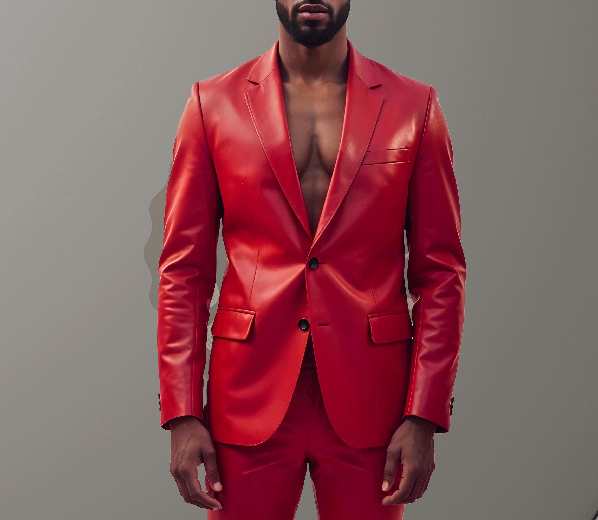 Real Lambskin Red Leather Blazer Jacket for Men Red Leather Coat for — free download