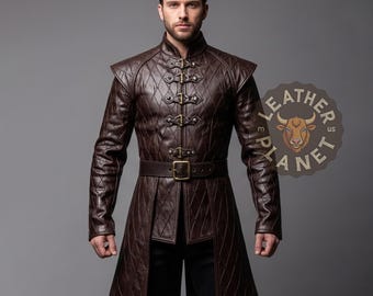 ハンドメイド中世本革コート | カスタムルネッサンスロングジャケット