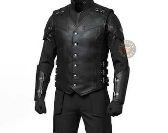Genuine Black Leather Biker Vest for Men with Armor | Real Leather Cosplay Vest | Customizable Fit | Stylish Motorcycle Vest for Men