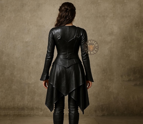fancy dress leather jacket Gothic Warrior Women's Coat | Steampunk Renaissance Corset | Custom Handmade Fantasy LARP Outfit 16P