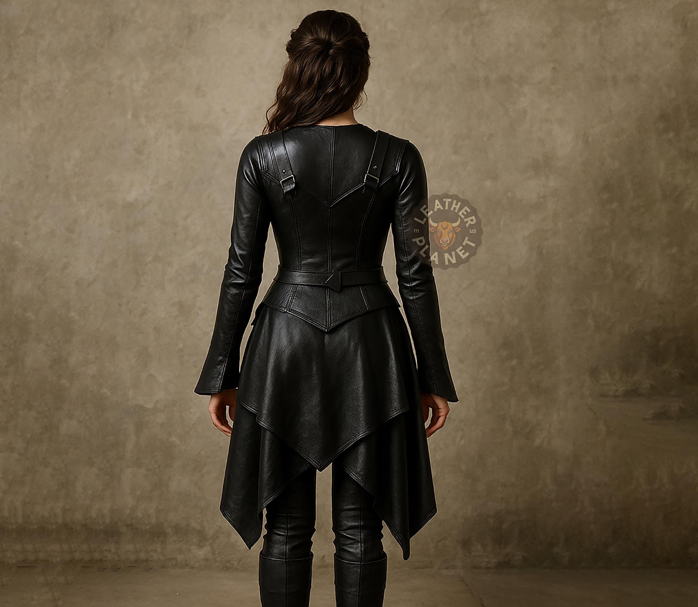 leather jacket fancy dress Gothic Warrior Women's Coat | Steampunk Renaissance Corset | Custom Handmade Fantasy LARP Outfit 2021_hgg_hims