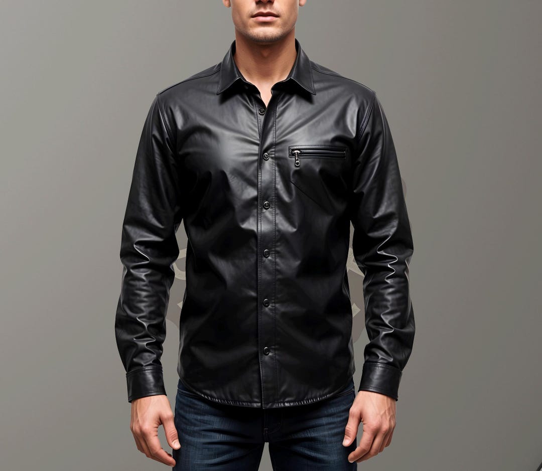 Genuine Black Leather Shirt for Men - Handmade Black Leather Shirt for Men  - Classic Leather Black Shirt Men - Personalized Leather Shirt - Etsy