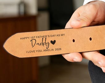 Regalos para el primer Día del Padre, cinturón de cuero personalizado para papá, regalos para futuros papás, regalos personalizados para el esposo, regalo para papá primerizo, regalos del Día del Padre