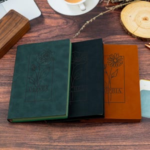Diario con nombre personalizado y flor de nacimiento, cuaderno personalizado, diario de cartas para mujer, regalos de cumpleaños, regalos de Navidad, el mejor regalo para ella.