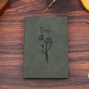 Diario grabado personalizado con flor de nacimiento, cuaderno personalizado, diario de cartas, regalos de cumpleaños, regalos de Navidad, el mejor regalo para ella/hija.