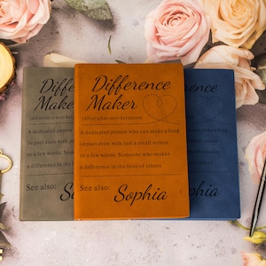 Carnet personnalisé « Faire la différence », carnet en cuir personnalisé, cadeau pour mentor, cadeau sur le thème « Faire la différence », cadeau de remerciement, cadeau pour enseignant