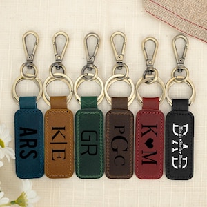 Personalized Leather Keychain, Customized Keychain, Custom Leather Key chain, 3rd Anniversary Gift, Birthday Gift for Dad, Best Gift for Him