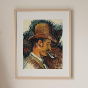 MAN WITH PIPE | Paul Cezanne, Classic Art, Vintage Art, Portrait Painting, Portrait, Vintage Print, Paul Cezanne Art, Paul Cezanne Print