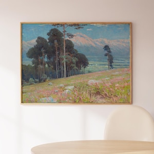 CALIFORNIA HILLS | Classic Art, Vintage Art, Nature Art, Nature Poster, California Landscape, Blue Painting