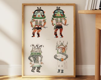 HOPI KATCINAS | Native Art, Native Poster, Native Print, Indigenous Art, Indigenous Poster, Indigenous Painting, Native Art Print (Unframed)
