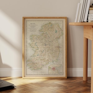 KARTE VON Irland | Irland Print, irische Dekoration, Geographie Geschenke, Irland Geographie, Europa Wandkunst, Vintage Karte, Irland Geschenke
