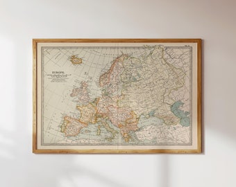 MAP OF EUROPE | European Decor, European Map, Continents, Europe Geography, Vintage Art Print, Europe Wall Art, Vintage Map
