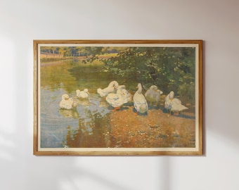 DUCK LIFE | Vintage Art, Nursery Decor Art, Duck Poster, Duck Print, Duck Art, Kids Room Print, Kids Print, Kids Art, Cottagecore (Unframed)