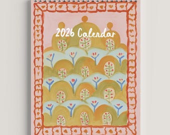 2026 TAPESTRY CALENDAR | Watercolor Painting, Boho Wall Decor, Boho Calendar, Tapestry Art, Monthly Calendar, 12 Month Calendar