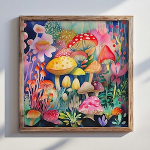 FOREST FLOOR | Mushroom Art Print, Mushroom Poster, Fungi Poster, Mushroom Lover Gift, Mushroom Decor, Quirky Art