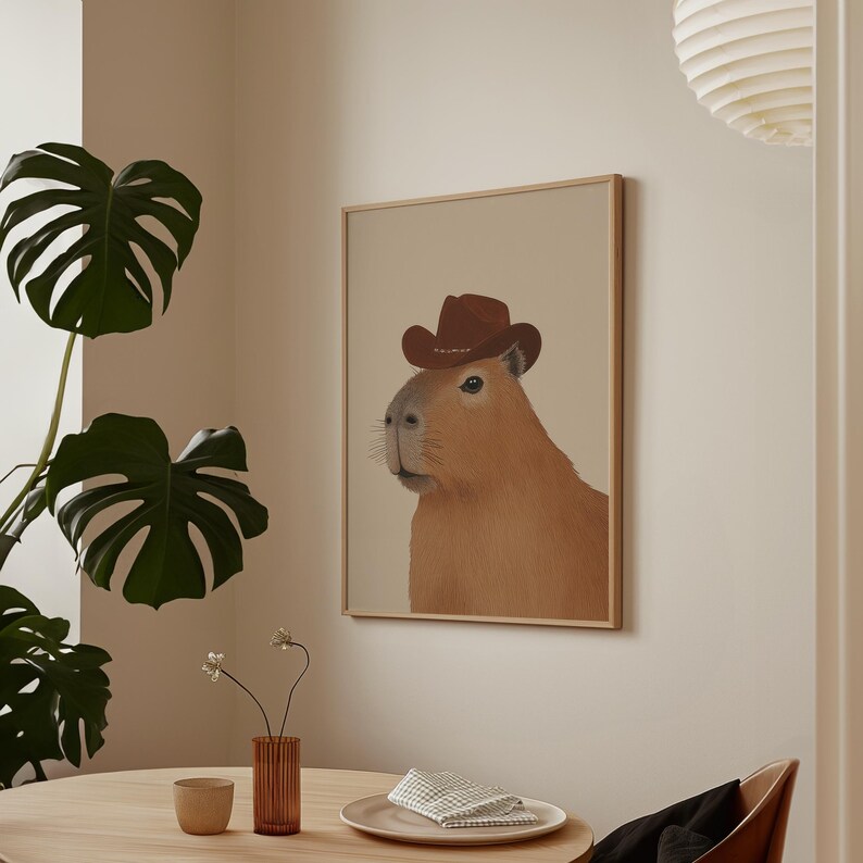 CAPYBARA WITH A HAT | Nature Art, Capybara Art, Capybara Art, Capybara Illustration, Animal Print, Kids Room Decor (Unframed) bild 4