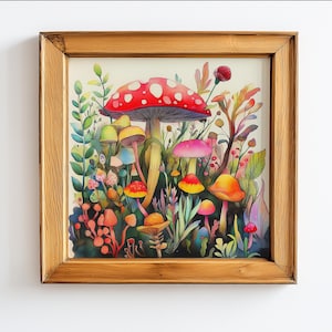 CRAZY MUSHROOMS | Mushroom Art Print, Mushroom Poster, Fungi Poster, Mushroom Lover Gift, Mushroom Decor, Quirky Art