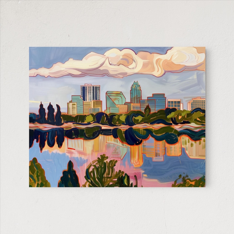 AUSTIN TEXAS SKYLINE | Texas Art Print, Texas Art, Texas Wall Art, Texas Print, Austin Illustration, Austin Cityscape, Texas Gift (Unframed) image 3