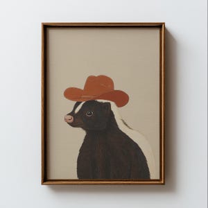 SKUNK WITH A HAT | Nature Art, Skunk Art, Skunk Illustration, Animal Print, Kids Room Decor (Unframed)