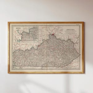 MAP OF KENTUCKY | Kentucky Art Print, Kentucky Decor, Geography Gifts, United States Geography, U.S. Wall Art, Vintage Map
