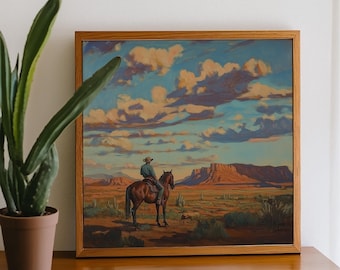 GREAT OUTDOORS | Southwestern Art Print, Cowboy Poster, Cowboy Poster, Classic Southwestern Painting, Arizona, New Mexico (Unframed)
