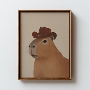CAPYBARA WITH A HAT | Nature Art, Capybara Art, Capybara Art, Capybara Illustration, Animal Print, Kids Room Decor (Unframed) bild 1