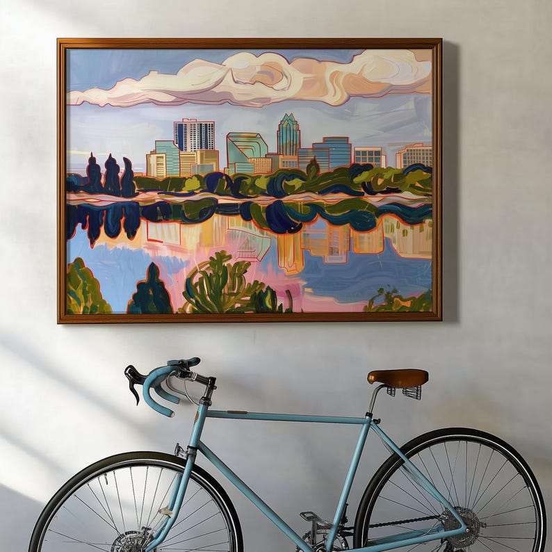 AUSTIN TEXAS SKYLINE | Texas Art Print, Texas Art, Texas Wall Art, Texas Print, Austin Illustration, Austin Cityscape, Texas Gift (Unframed) image 2