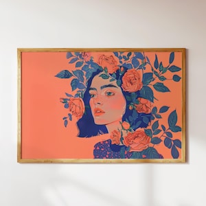 REMEMBERING YOU | Women Art, Portrait Art Print, Colorful Art, Colorful Decor, Gift For Home, Retro Art Print