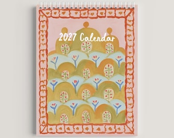 2027 TAPESTRY CALENDAR | Watercolor Painting, Boho Wall Decor, Boho Calendar, Tapestry Art, Monthly Calendar, 12 Month Calendar