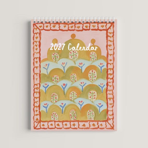 2027 TAPESTRY CALENDAR | Watercolor Painting, Boho Wall Decor, Boho Calendar, Tapestry Art, Monthly Calendar, 12 Month Calendar