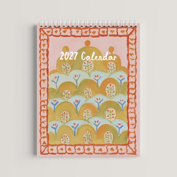 2027 TAPESTRY CALENDAR | Watercolor Painting, Boho Wall Decor, Boho Calendar, Tapestry Art, Monthly Calendar, 12 Month Calendar