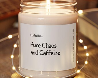 Chaos & Caffeine Soy Candle, Funny New Business Owner Gift