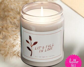 Fall Scented Soy Candle | Let’s Fall in Love | Autumn Leaves Home Decor Gift