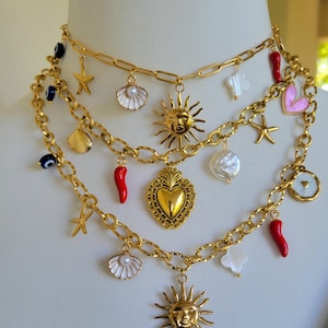 Collier à breloques personnalisé en acier inoxydable, créez votre collier charms unique.Cadeau femme d&#39;anniversaire, bijou tendance