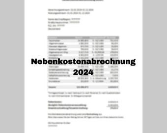 Einfache Nebenkostenabrechnung Betriebskostenabrechnung  - Vorlage Excel für Vermieter