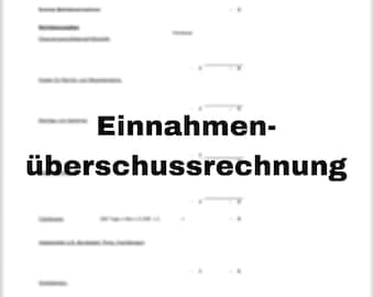 Puede incluir: Documento blanco con el texto alemán "Einnahmenüberschussrechnung" en negrita negra. El documento contiene varias líneas de texto y números, con algunas secciones resaltadas en verde.