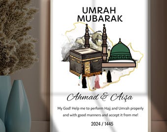 Personalized Umrah Mubarak Printing, Islamic Printing, Umrah Gift, Umrah Hajj Gift, Digital Printing, Islamic Poster, Eid Digital Printing