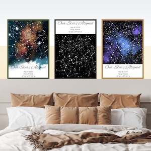 Mappa stellare personalizzata, mappa stellare personalizzata per data, regalo di nozze, stampa del cielo notturno, il giorno in cui sei nato, regalo per la festa della mamma