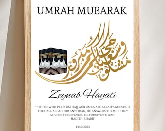 Regalo Umrah, stampa personalizzata Umrah Mubarak, stampa digitale Hajj Umrah, poster islamico, regalo musulmano personalizzato, arte Umrah Mubarak