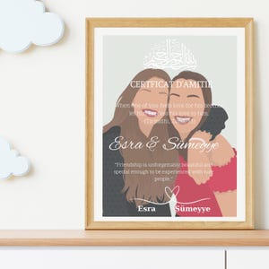 Digitale Freundschaftsurkunde, Freundschaftsurkunde mit Fotohintergrund zum Ausdrucken, Beste Freundin Urkunde
