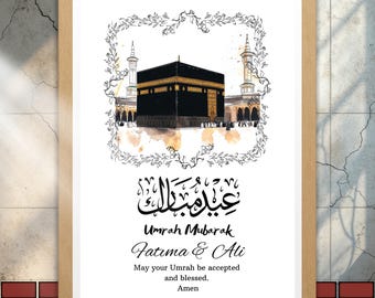 Regalo Umrah, stampa personalizzata Umrah Mubarak, stampa digitale Hajj Umrah, poster islamico, regalo musulmano personalizzato, arte Umrah Mubarak